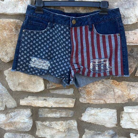 Design Lab denim jean shorts American Flag size 28 - Picture 6 of 7